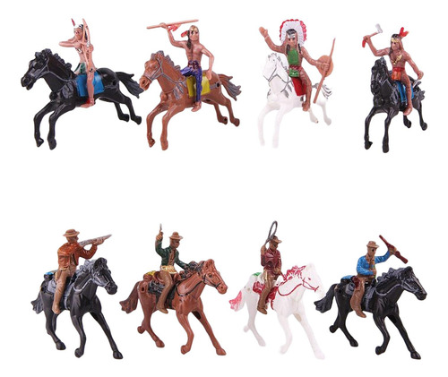 Paquete De 8 Figuras De Vaquero Del Con Caballo Para Niños