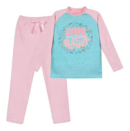 Pijama Niña Polar Sustentable H2o Wear Verde Aguamarina