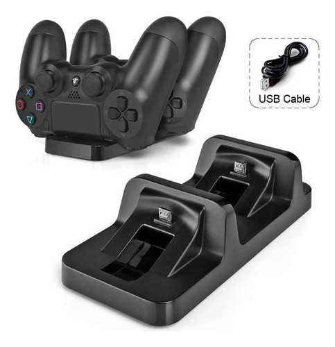 Cargador De Doble Joystick Base Dock Playstation Ps4 - Dobe Negro