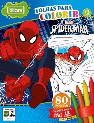 Imagem 1 de 5 de Folhas Para Colorir Mini Homem Aranha Com Giz De Cera