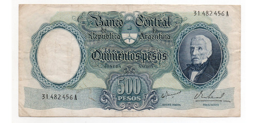 Billete Argentina 500 Pesos Moneda Nacional Bottero 2122 Mb+