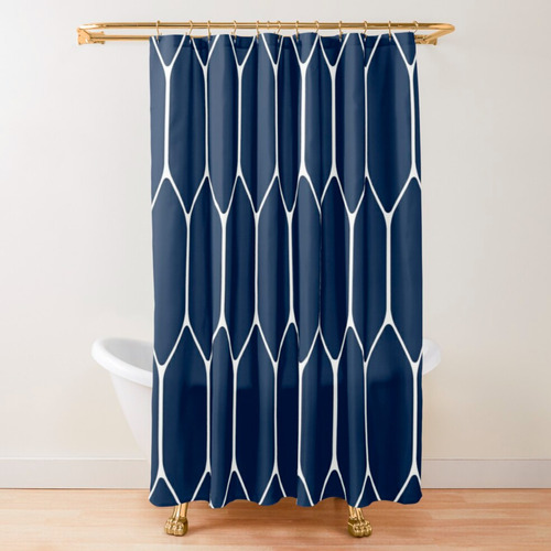 Cortinas De Baño / Tela Impermeable / 180x180 /ondas Azul