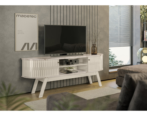 Mueble Para Tv 75 Mod Valencia Color Mármol/blanco Off White
