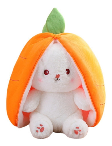 Conejo Zanahoria Reversible Peluche Kawai 35cm Color Naranja