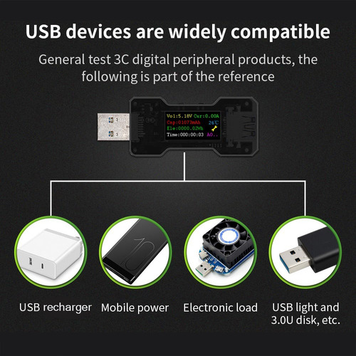 Imagen 4 de 6 de Fnb18 Usb Color Screen Tester Dc Voltímetro Digital