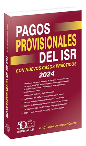  Pagos Provisionales Del Isr 2024  Editorial Isef