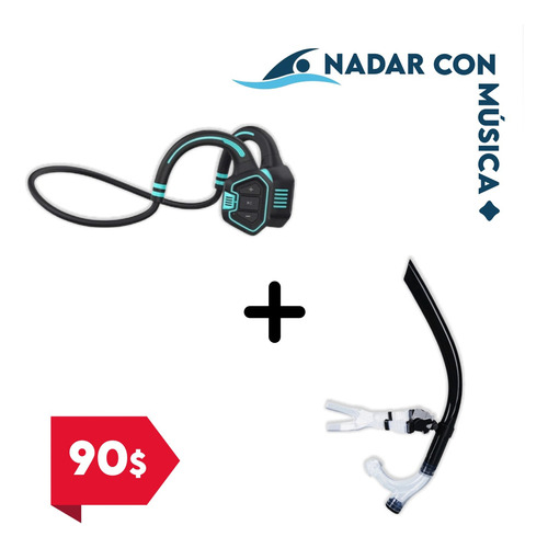 Combo Natación Auriculares Sumergibles Bluetooth + Snorkel 