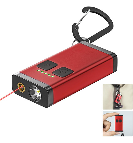 Linterna De Llavero Dual Led Carga Type-c Roja