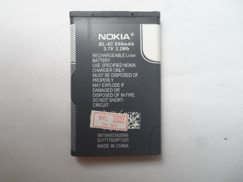 Bateria Nokia Bl-4c 890mha 3.7v 3.2wh Usada