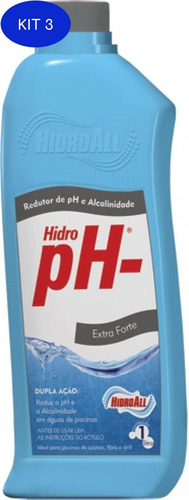 Kit 3 Redutor De Ph E Alcalinidade Hidroall 1 Lt