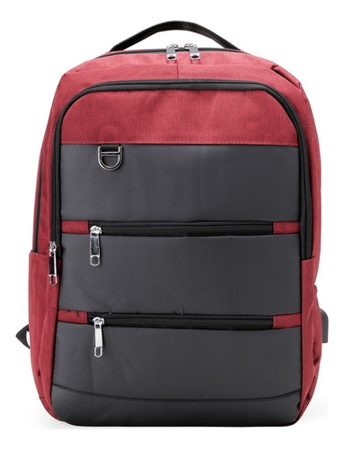 Mochila Bolsa Notebook Masculina Reforçada 26 Litros Cor Vermelho Desenho do tecido Liso