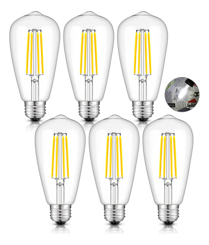 Crlight Bombilla Led Edison Luz Diurna Blanca Brillante Base