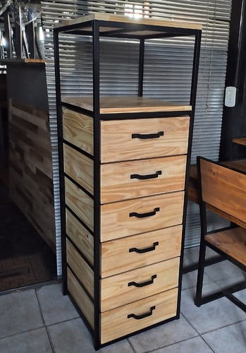 Imagen 2 de 3 de Mueble Guardado Cómoda Cajonera Industrial 6 Cajones Placard