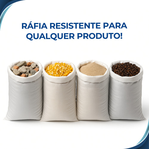 100 Sacos De Ráfia 70x100 Conv. Entulho Reciclagem Café Cor Branco