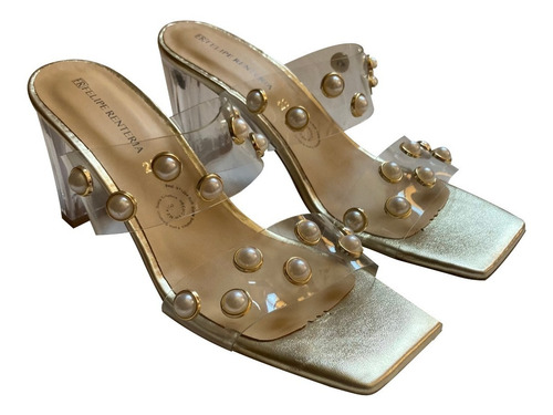 Imagen 4 de 8 de Zapatilla Dama Felipe Rentería Sandalia Tacón Cristal Alto 7