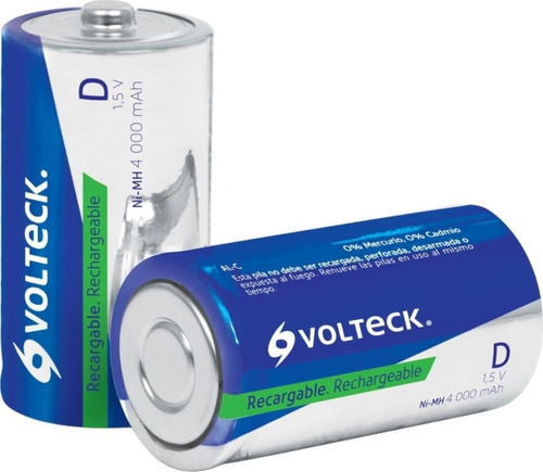Imagen 2 de 4 de 2 Pilas Recargables D Grandes Larga Duración 4000mah Volteck