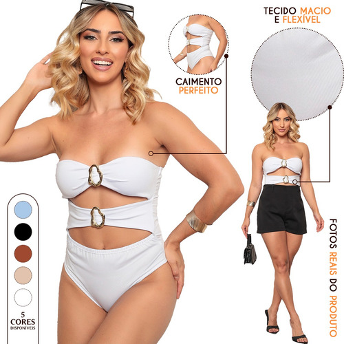Body Slim Tomara Que Caia Com Bojo Verão Tendência Branco P (36/38)