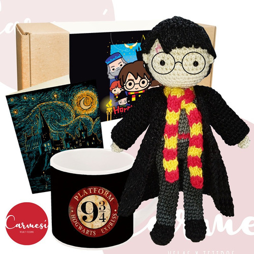 Amigurumi Harry Potter + Mug Tintero  Tejido A Mano