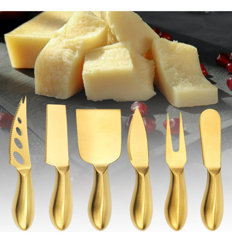 Juego De 4 Cuchillos Para Queso Mini Cuchillo 6 Uds Dorado