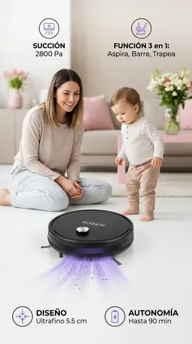 Aspiradora Robot Inteligente Barredora Trapeador Recargable | Mismo precio en cuotas