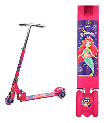 Patinete Princesas 03 Rodas Luzes C/ Movimento Cap 40kg