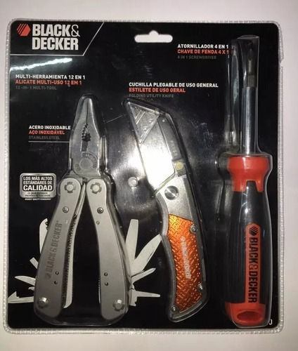 Set De Multi Pinza Con Navaja Y Atornillador Black & Decker 