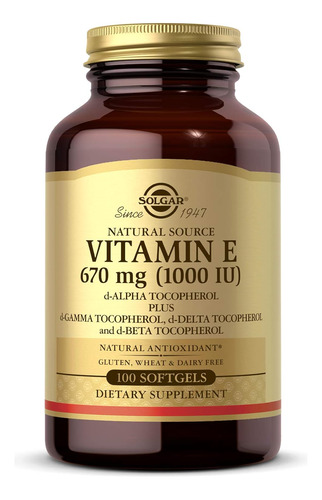 Vitamina E 1.000 Iu De D-alfa-tocoferol Mixto Natural X 100