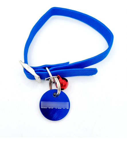 Chapita Perro Chico O Gato +collar 1 Cm Elastizado Color! Azul Redonda