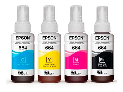 Pack De 4 Tintas Epson T664 Negro + Colores (t664520-4p)