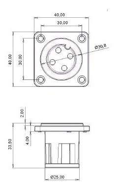 Conector Rc4a (áudio) - 01 Par - 4 Polos/2 Vias
