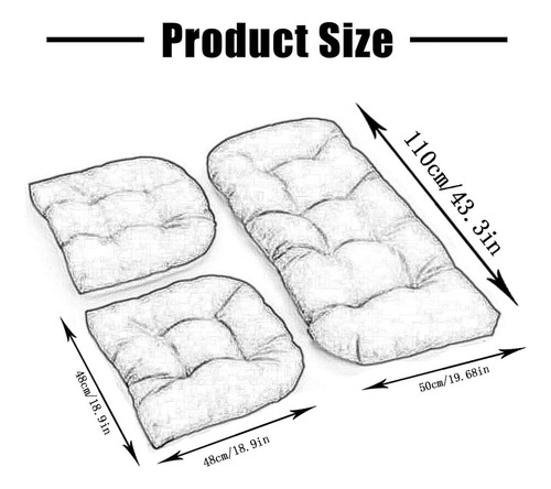 Jhlwares 3 Piece Wicker Chair Cushion Set 1 Loveseat Wicker