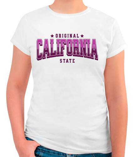 Playera Diseño California State - Letras Estilo Casual