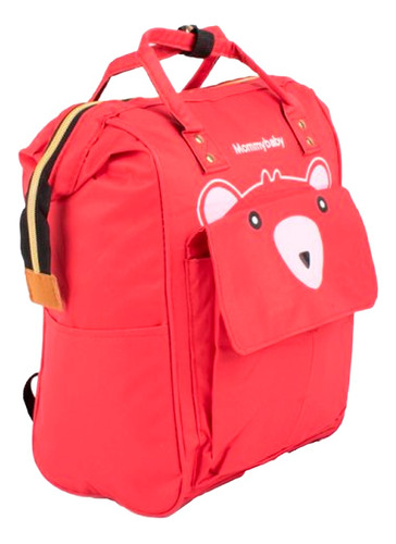 Mochila Maternal Bolso Bebe Porta Mamaderas Termica Grande Color Rojo