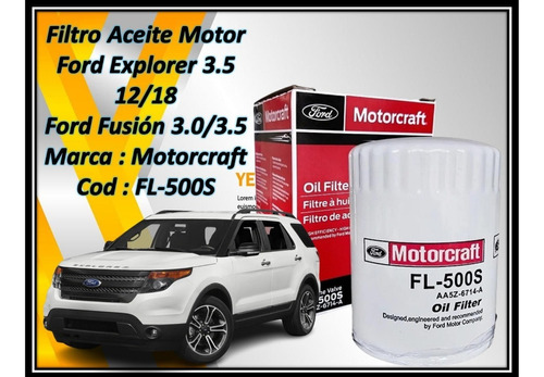 Filtro Aceite Motor Ford Explorer 3.5 12/18  Ford Fusión 3.0