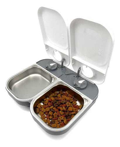 Alimentador Automático Para Mascotas De Dos Comidas Con Tazo