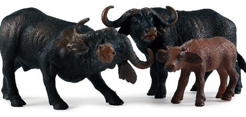 - - 3 Piezas Figuras De Búfalo Modelo Realista De Animales