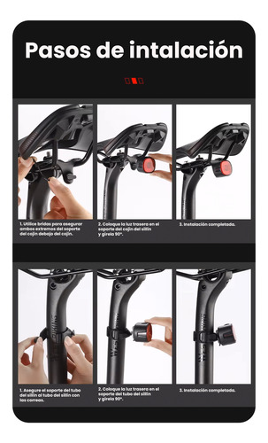 Luz Trasera Mini Accesorio Bici 100hs West Biking Usb 6modos Negro