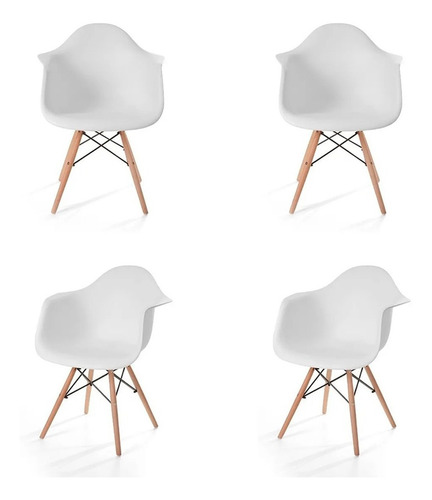 Imagen 1 de 4 de Paquete De 4 Sillas Eames Hood Con Brazos Moderna Retro
