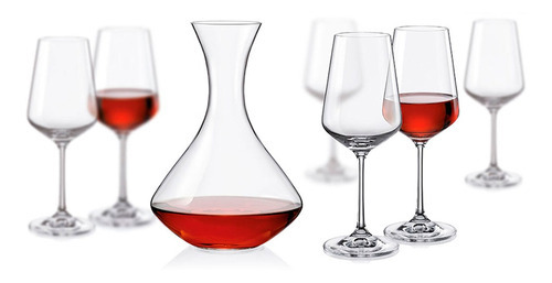 Bohemia Sandra Jg Decanter/taças 1,5l/350ml Cristal 7 Peças Cor Transparente