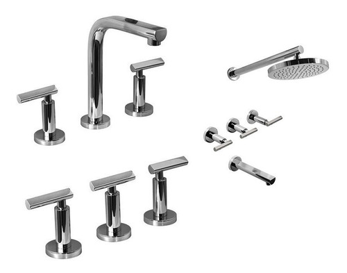 Griferia Baño Flat Lever Hidromet Moderno Cierre Ceramico