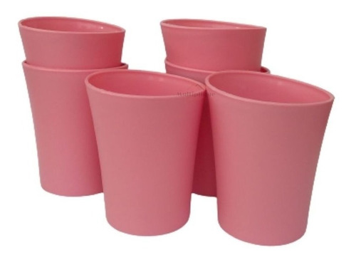 Kit 06 Copos Plastico Duro Resistente Bebidas 300ml Rosa