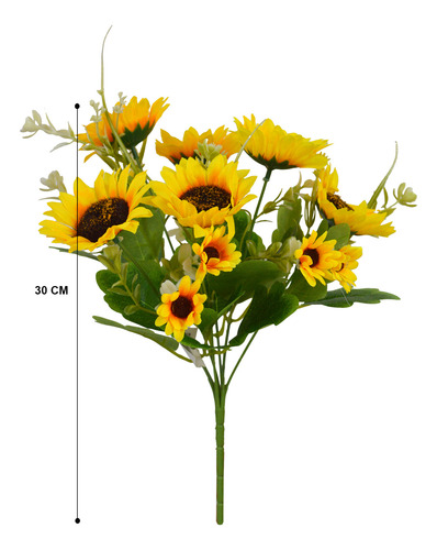Ramo De Flores Artificiales Girasoles 30cm Deco Hogar