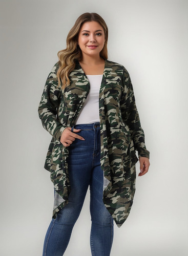 Cárdigan Talla Grande Chaqueta Ensamble Bohemio Con Rayas