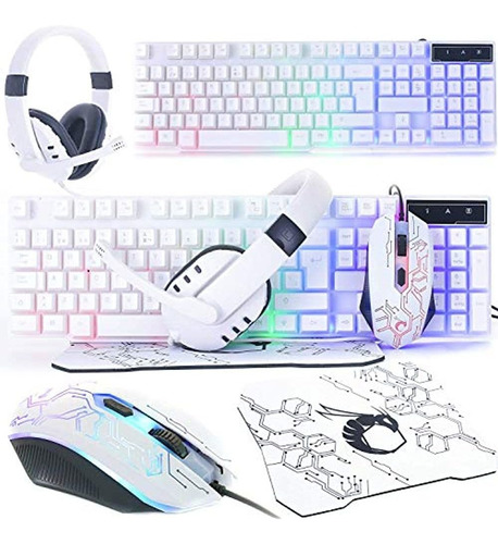 Teclado Y Mouse Para Juegos Y Auriculares Y Alfombrilla De M