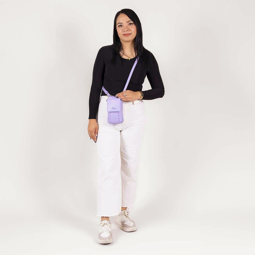 Bolso Porta Celular Barbie By Gorett Bar24082-p Acabado De Los Herrajes Níquel Color Lila Correa De Hombro Lila Diseño De La Tela Gráfico Embosado