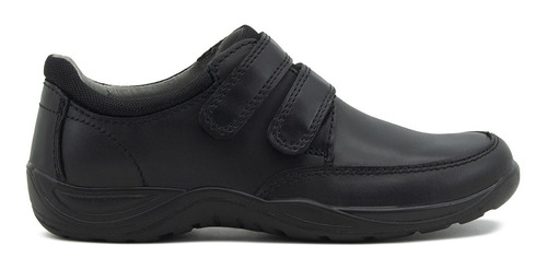 Zapato Flexi Escolar Piel Para Niño Velcro Negro 22-25