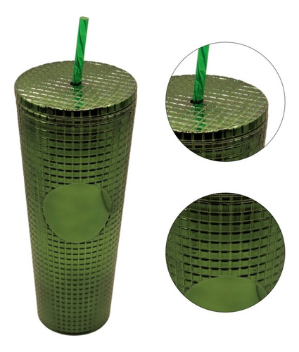 Termo Tumbler Vaso Studded Plastico Popote 700 Ml Colores Color Verde Brillante Plano