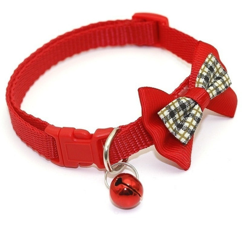 Collar De Gato Con Campana Ajustable De Colores Con Moño