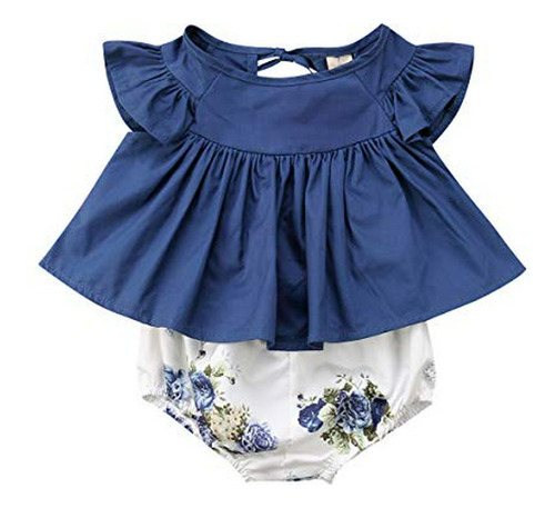 Conjunto Bebé Niña Vestido Mezclilla Flores 