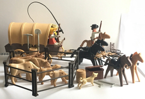 Playmobil - Set De Carreta Cowboys Vaqueros - Vintage 1974 (Usado)